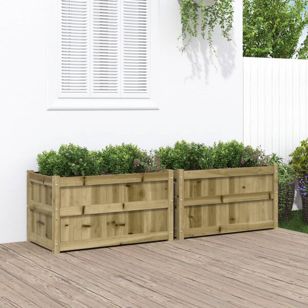 vidaXL Jardineras de exterior 2 unidades madera impregnada de pino