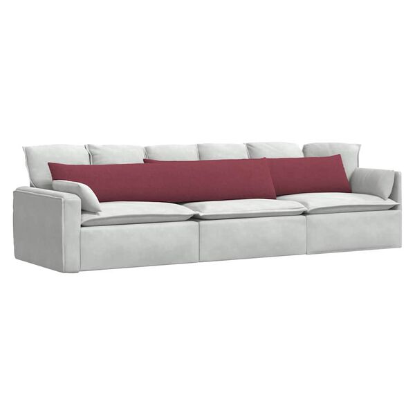 vidaXL Cojines de sof&aacute; 2 pcs Rojo vino 200 x 40 cm tela