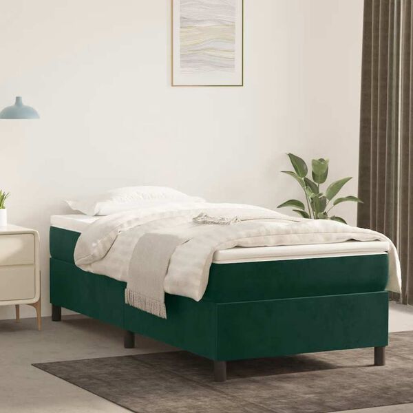 vidaXL Estructura Estructura de cama con somier terciopelo verde oscuro 100x200 cm