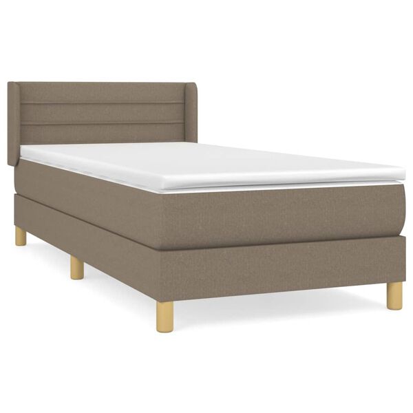 vidaXL Cama box spring con colch&oacute;n tela gris taupe 100x200 cm