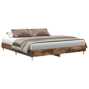 vidaXL Estructura de cama sin colch&oacute;n roble ahumado 180x200 cm