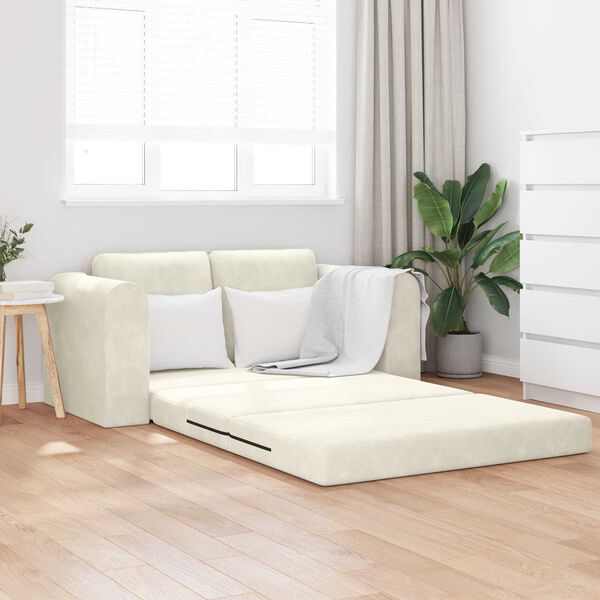 vidaXL Sof&aacute; cama 60cm Crema Terciopelo