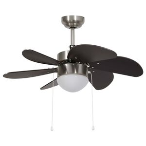 vidaXL Ventilador de techo con l&aacute;mpara marr&oacute;n oscuro 76 cm