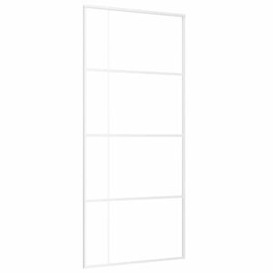 vidaXL Puerta corredera ESG vidrio y aluminio blanca 90x205 cm