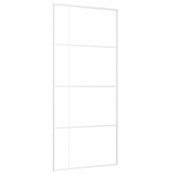 vidaXL Puerta corredera ESG vidrio y aluminio blanca 90x205 cm