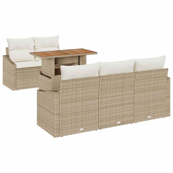 vidaXL Conjunto de Comedor de Jard&iacute;n con coj&iacute;n 6 pcs Beige y Crema