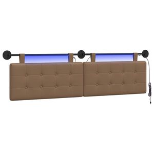 vidaXL Cabecero colgante Con luz LED Capuchino Cuero sint&eacute;tico