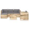 vidaXL Muebles de jard&iacute;n 6 piezas con cojines madera impregnada verde