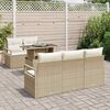 vidaXL Conjunto de sof&aacute; de jard&iacute;n con coj&iacute;n 6 pcs Beige Polirat&aacute;n