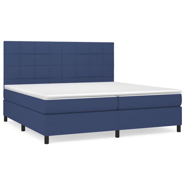 vidaXL Cama box spring con colch&oacute;n tela azul 200x200 cm