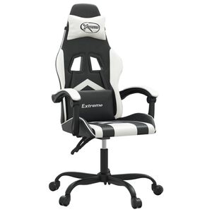 vidaXL Silla gaming cuero sint&eacute;tico negro y blanco