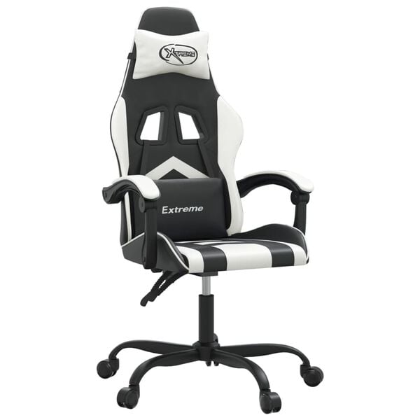 vidaXL Silla gaming cuero sint&eacute;tico negro y blanco