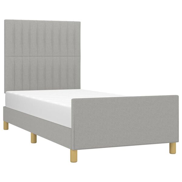 vidaXL Estructura de cama sin colch&oacute;n tela gris claro 90x190 cm