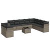 vidaXL Set de sof&aacute;s de jard&iacute;n 11 pzas y cojines rat&aacute;n sint&eacute;tico gris