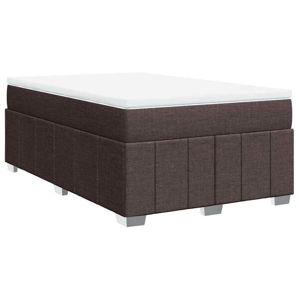 vidaXL Cama box spring con colch&oacute;n tela marr&oacute;n oscuro 120x200 cm