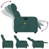 vidaXL Sillón de masaje reclinable de tela verde oscuro