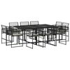 vidaXL Set de comedor jard&iacute;n 11 pzas con cojines rat&aacute;n sint&eacute;tico negro