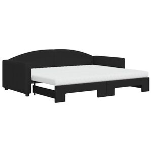 vidaXL Sof&aacute; cama nido con colch&oacute;n tela negro 90x200 cm