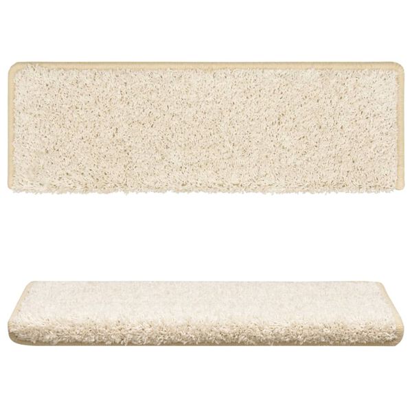 vidaXL Alfombrillas para escaleras 15 unidades 65x21x4 cm Blanco Borde Rectangular