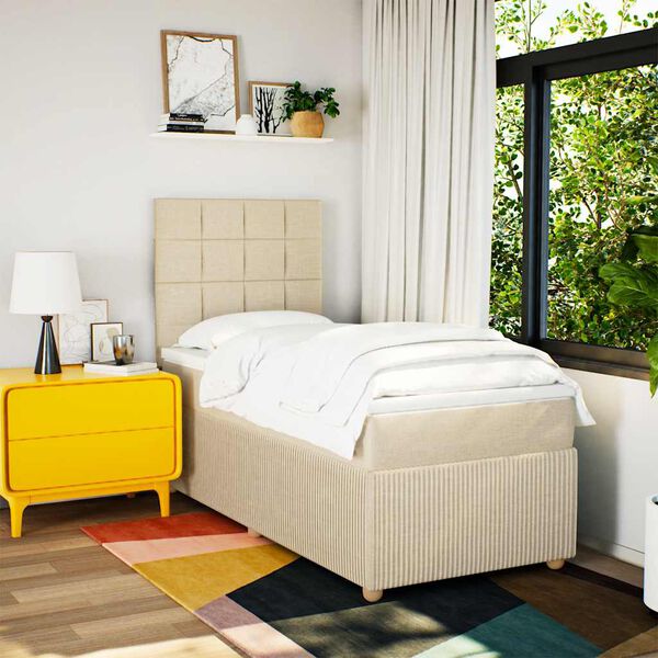 vidaXL Cama box spring con colchón tela color crema 80x200 cm