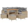 vidaXL Conjunto de sof&aacute;s de jard&iacute;n 9 uds. Beige rat&aacute;n sint&eacute;tico
