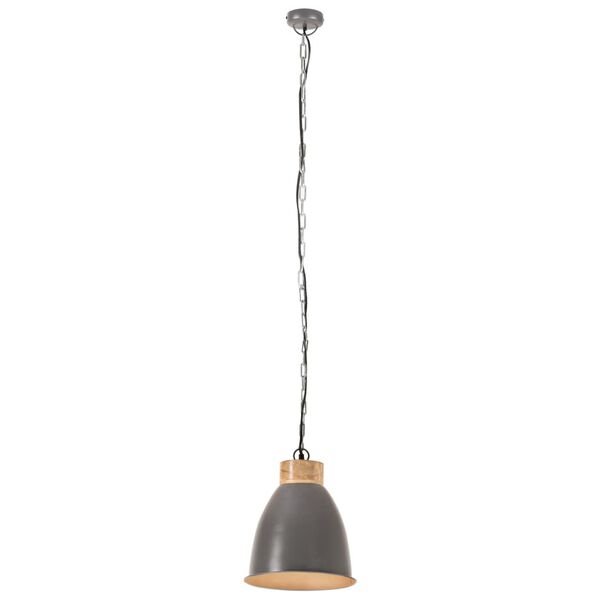 vidaXL L&aacute;mpara colgante industrial hierro gris y madera 23 cm E27
