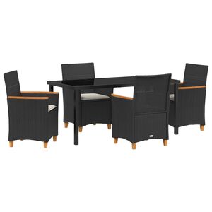 vidaXL Conjunto de Comedor de Jard&iacute;n 5 pcs Negro rat&aacute;n sint&eacute;tico