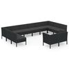 vidaXL Set muebles de jard&iacute;n 12 pzas y cojines rat&aacute;n sint&eacute;tico negro