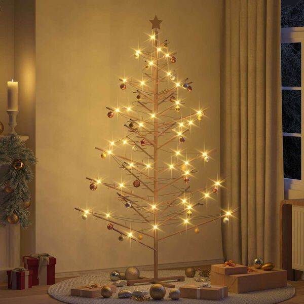 vidaXL &Aacute;rbol de Navidad de madera Marr&oacute;n 210 cm Madera maciza de pino
