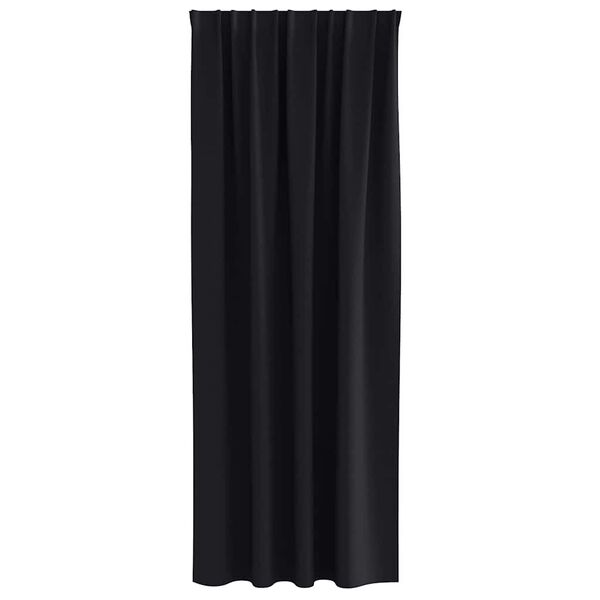 vidaXL Cortinas Opacas con Anillas 2 pcs Negro 245 x 140 cm Poli&eacute;ster