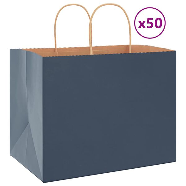 vidaXL Bolsas de papel con asas 50 uds azul 32x22x24 cm