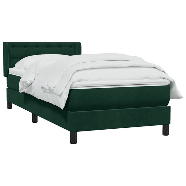 vidaXL Cama box spring con colch&oacute;n terciopelo verde oscuro 90x220 cm