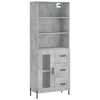 vidaXL Aparador alto madera contrachapada gris hormig&oacute;n 69,5x34x180 cm