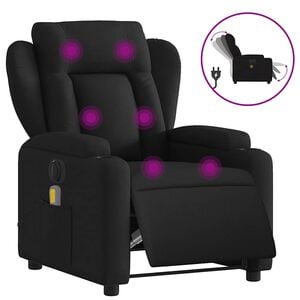 vidaXL Sill&oacute;n reclinable de masaje el&eacute;ctrico tela negro