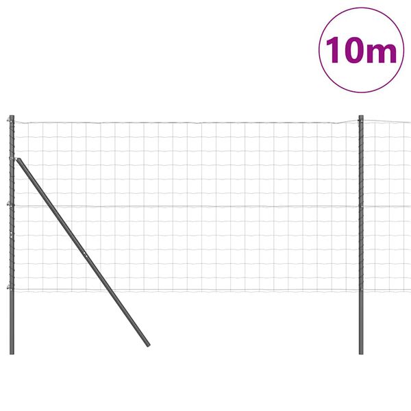 vidaXL Valla con Poste Gris 1,4 x 10 m Acero y PVC