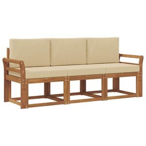 vidaXL Conjunto de sof&aacute;s de exterior con coj&iacute;n 3 pcs Natural y Beige