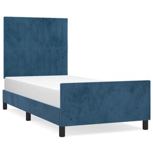 vidaXL Estructura de cama sin colch&oacute;n terciopelo azul oscuro 90x190 cm