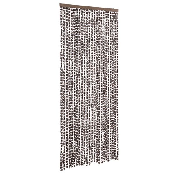 vidaXL Cortina antimoscas chenilla marrón y blanco 100x200 cm
