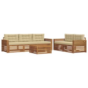 vidaXL Conjunto de sof&aacute;s de exterior con coj&iacute;n 6 pcs Natural y Beige
