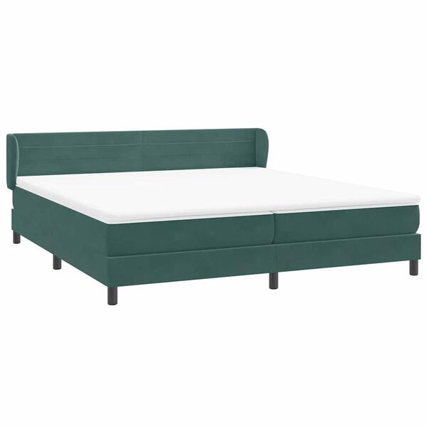vidaXL Cama box spring con colchones terciopelo verde oscuro 180x210cm