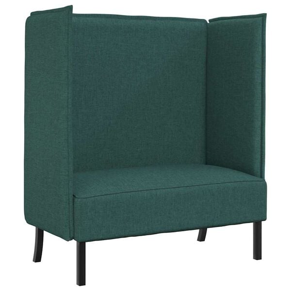 vidaXL Sofa de Espalda Alta 101cm Verde oscuro tela