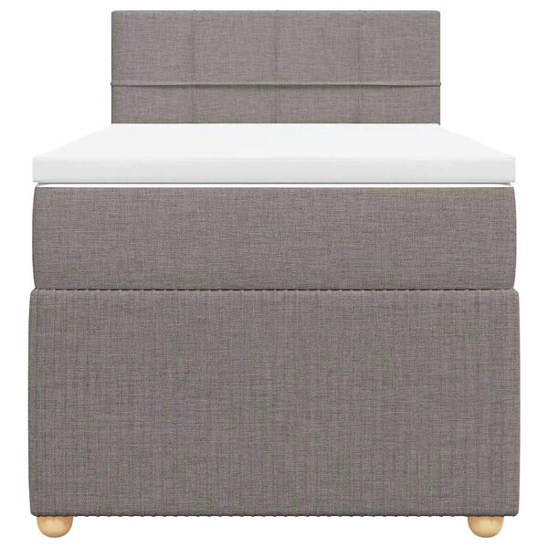vidaXL Cama box spring con colch&oacute;n tela gris taupe 90x200 cm
