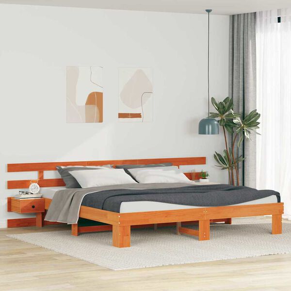 vidaXL Estructura de cama Marr&oacute;n 200 x 200 cm Madera de pino macizo