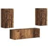 vidaXL Conjunto de mueble para TV de pared 4 uds. Madera vieja