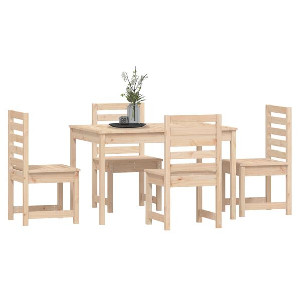 vidaXL Juego de comedor de jardín 5 piezas madera maciza de pino