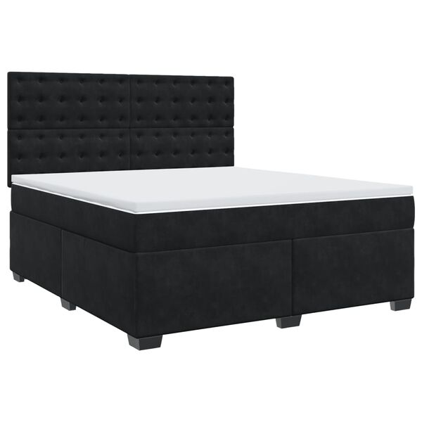 vidaXL Cama box spring con colch&oacute;n terciopelo negro 180x200 cm