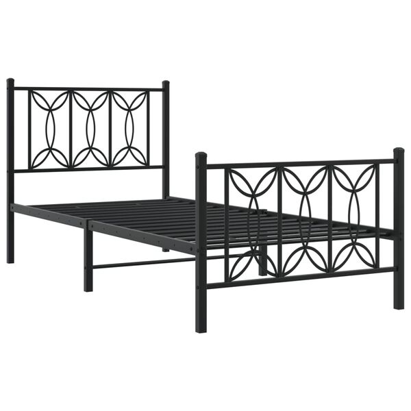 vidaXL Estructura cama sin colchón con estribo metal negro 90x190 cm