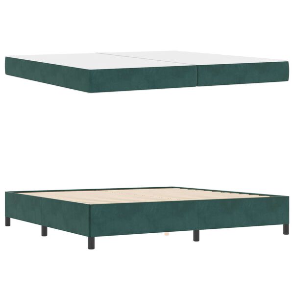 vidaXL Estructura de cama con colch&oacute;n Verde oscuro 200 x 200 cm tela