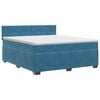 vidaXL Cama box spring con colch&oacute;n Azul Oscuro 160 x 200 cm Terciopelo