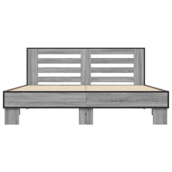 vidaXL Estructura cama madera ingenier&iacute;a metal gris Sonoma 150x200 cm